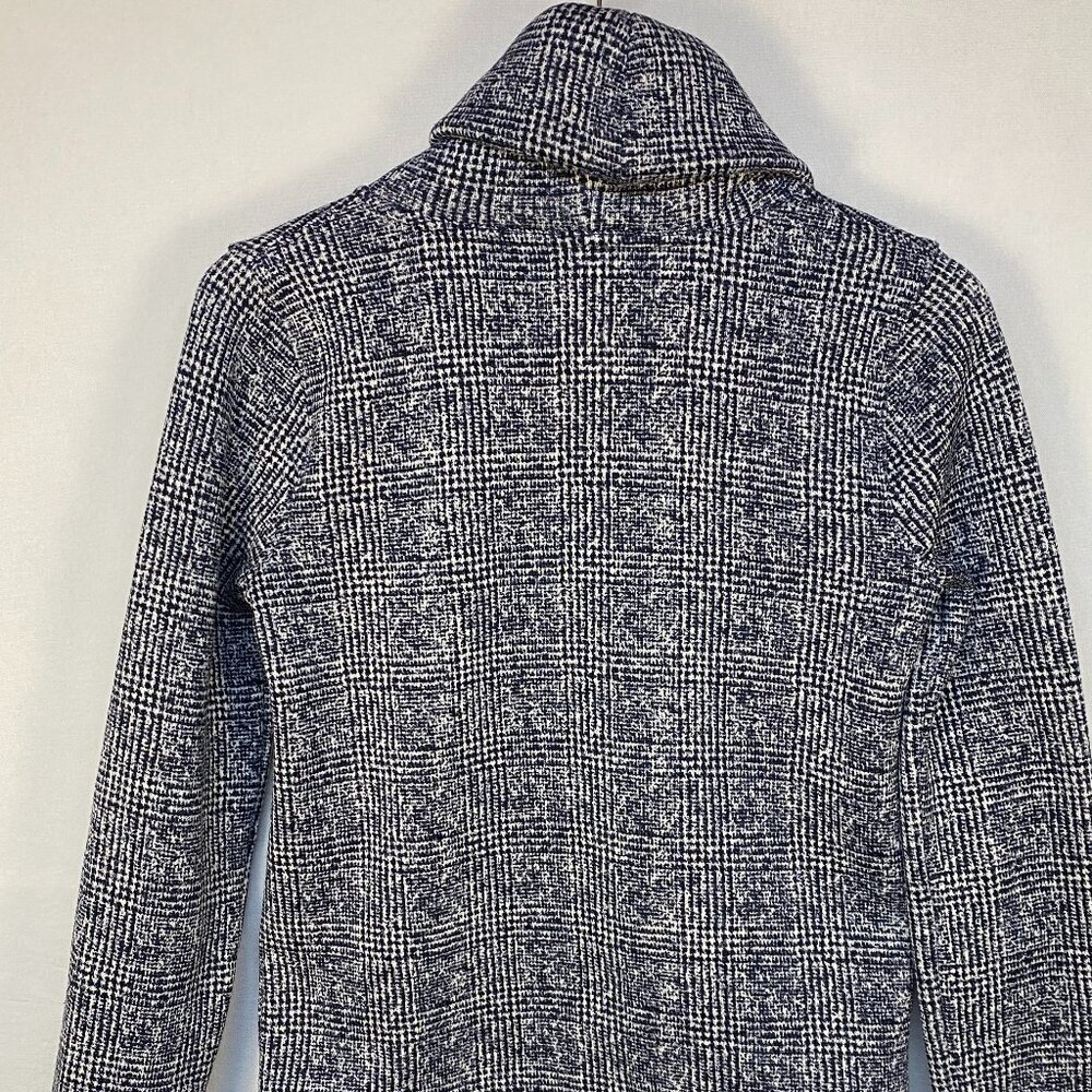 JCrew Glen plaid black fleece mock turtle neck sweater Womens Small cozy - Picture 6 of 6